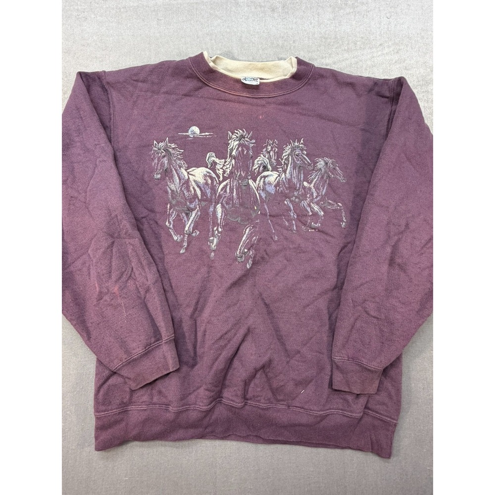 Vintage Alore Women Horse Sweat Shirt Purple Pink Size Medium